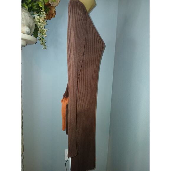 Fashion Nova Unity Two Tone Ribbed Knit Sweater Dress Women's Large Back Tie - Picture 2 of 5